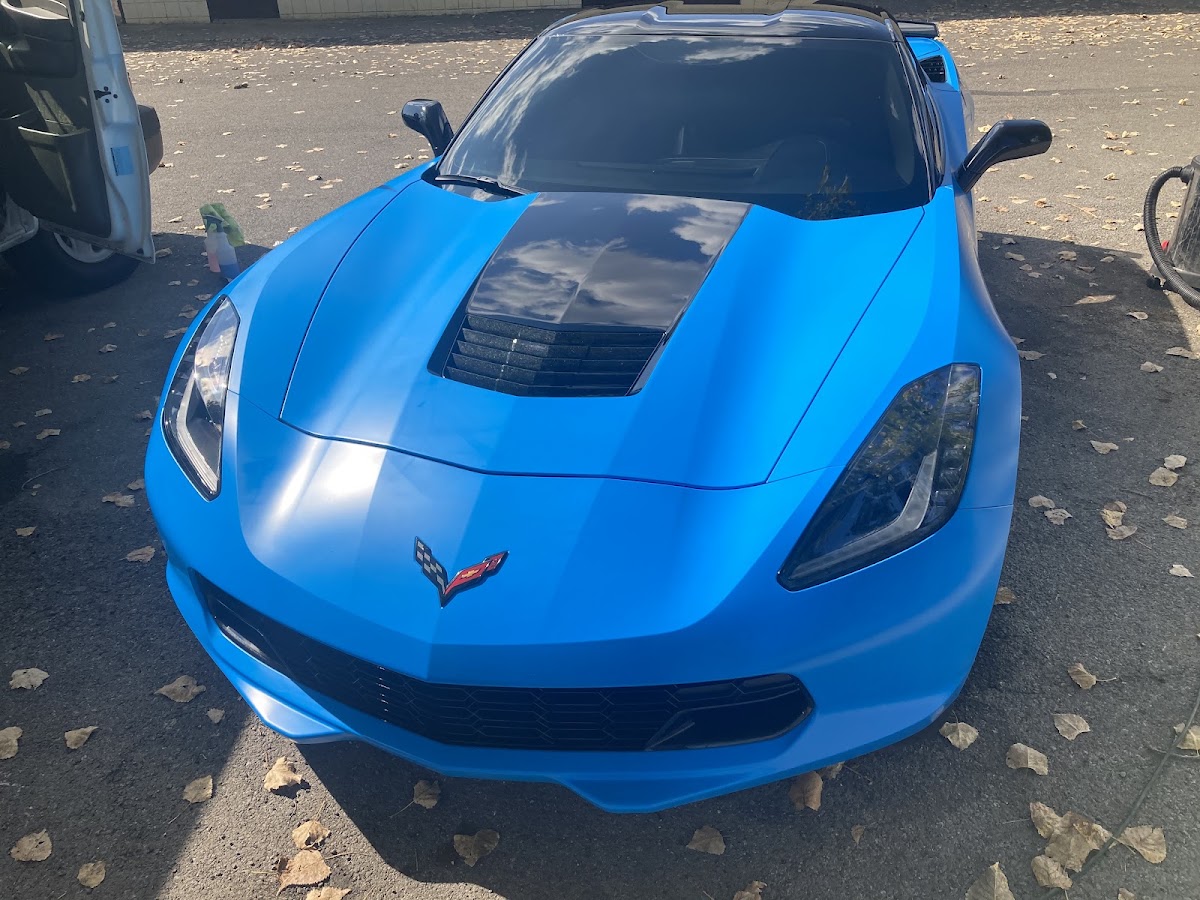Freshly detailed blue Corvette exterior